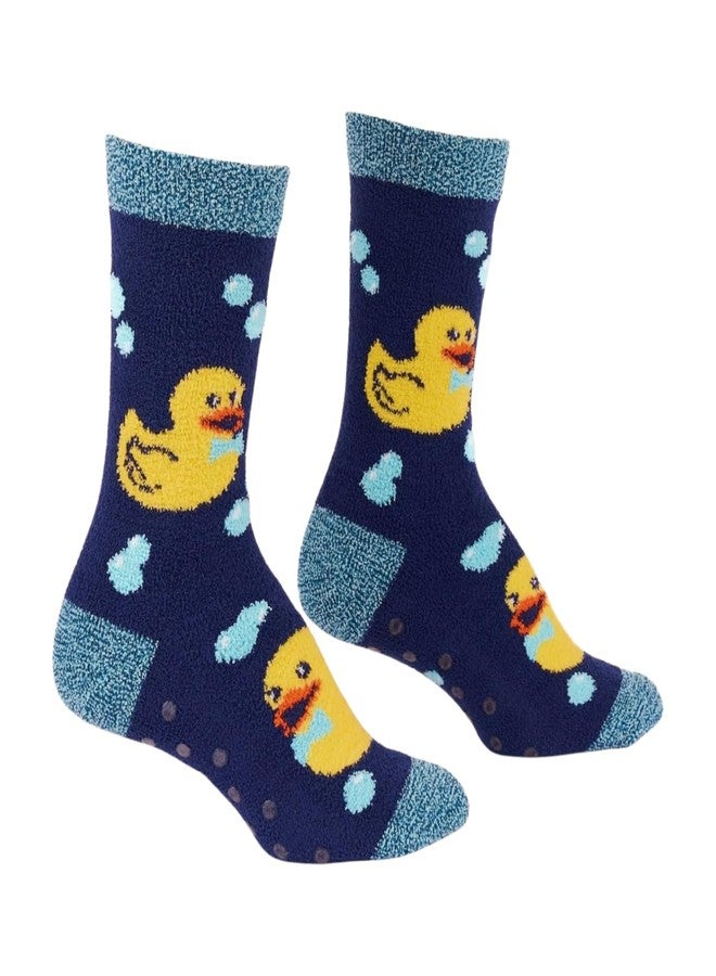 Sock It To Me جوارب نسائية ناعمة مانعة للانزلاق، من ماركة "سوك إت تو مي" (Sock It To Me) بتصميم بطة مطاطية، لون أزرق. - Image 1
